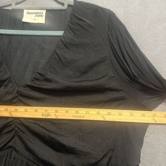 Savanna Jane Baby Doll Top Balloon Sleeve Womens Plus Size 3X Black Peasant - Picture 5 of 11